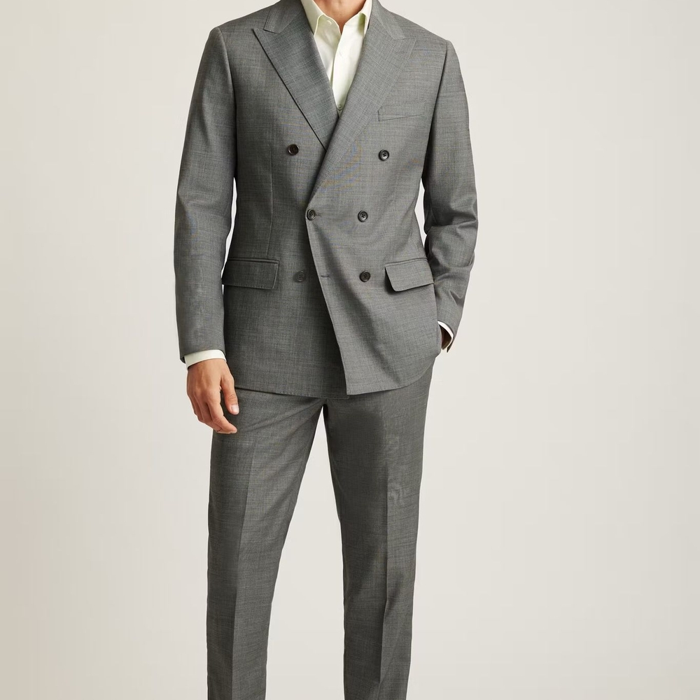 Men's Gray Double-Breasted Suit